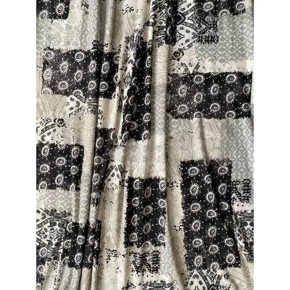 Style & Co Patchwork Paisley Maxi Dress Large Black Tan Stretch Boho - Picture 8 of 10